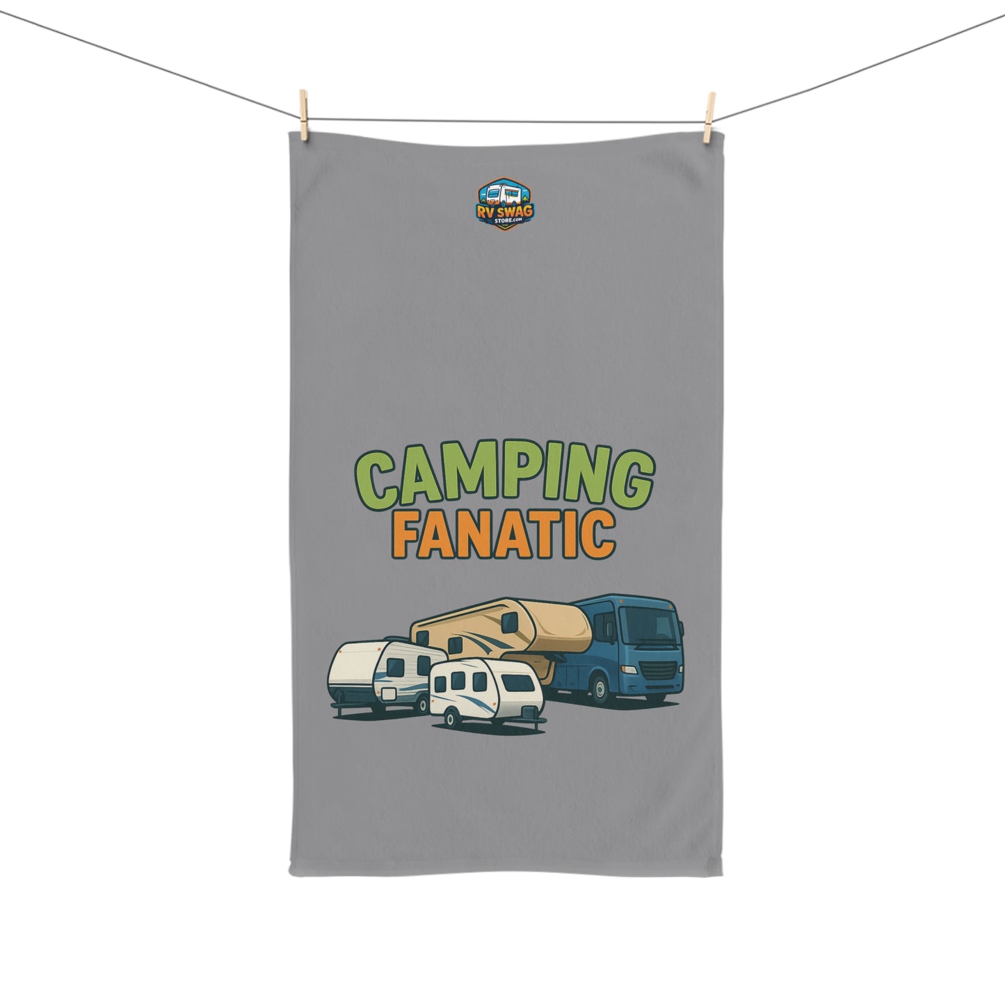 Camping Fanatic Hand Towel-Gray
