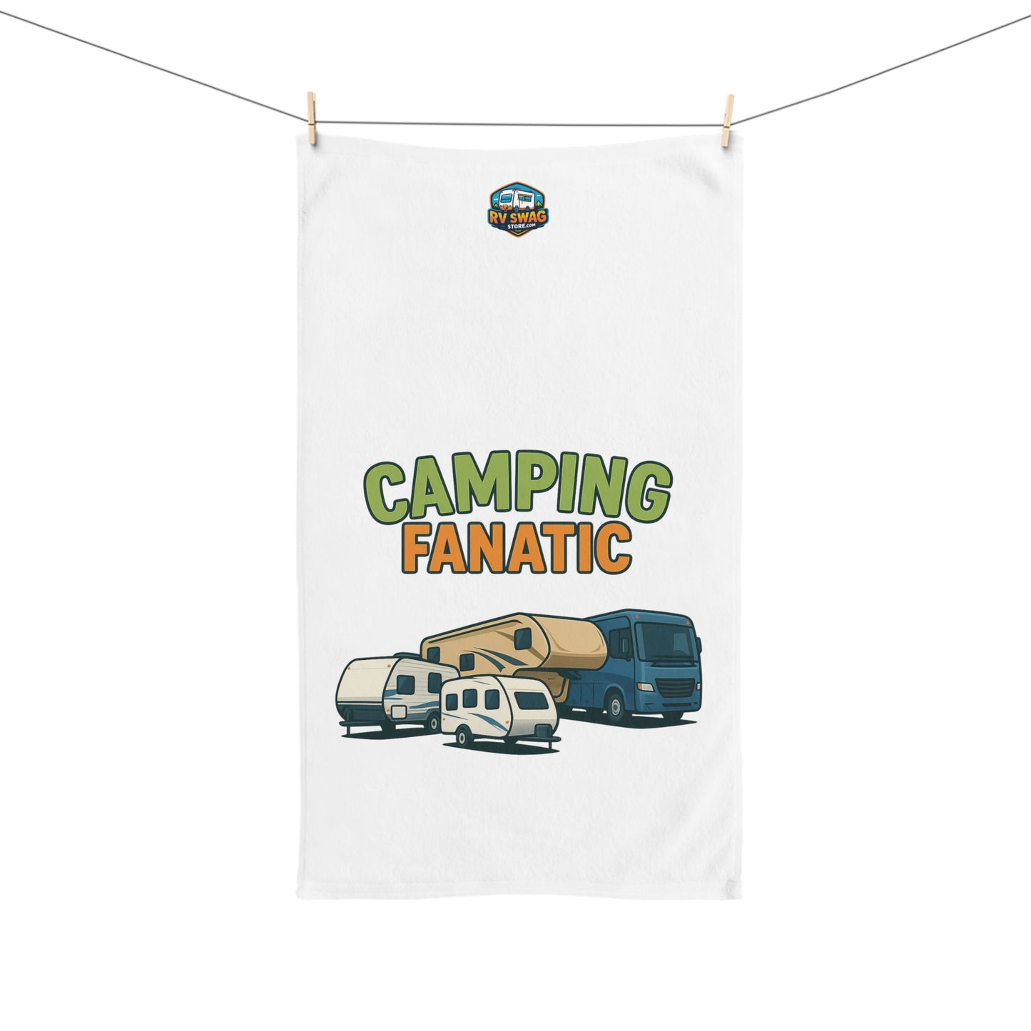Camping Fanatic Hand Towel-White