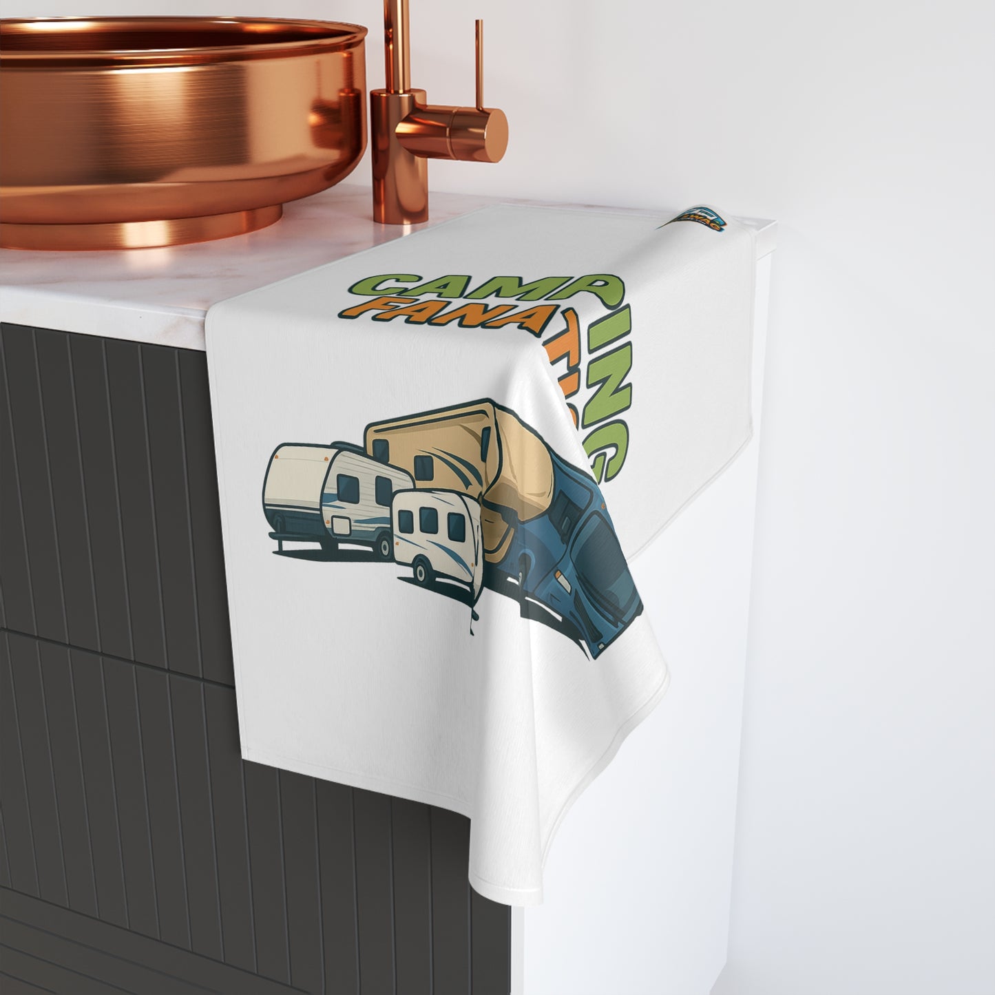 Camping Fanatic Hand Towel-White